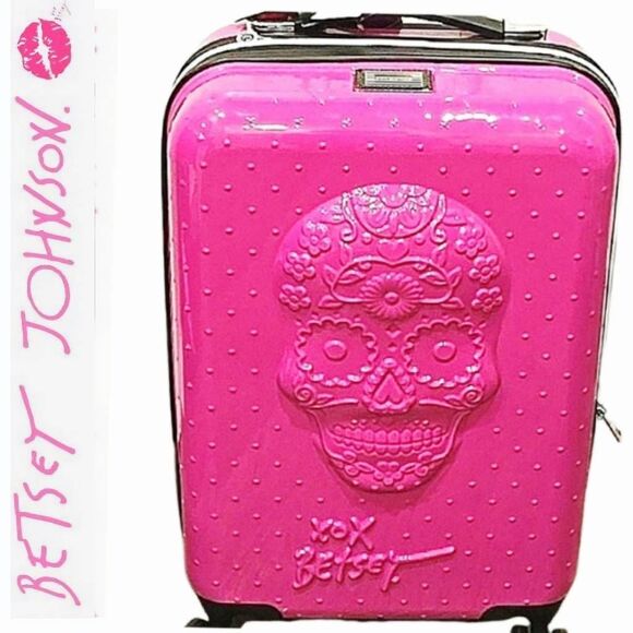 Betsey Johnson Handbags - Betsey Johnson Sugar Skull Hard Side Spinner 26" Luggage- Fuschia